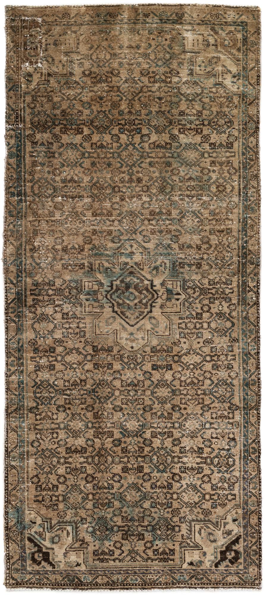 4' x 9' Hand Knotted Ultra Vintage Persian Wool Runner Rug