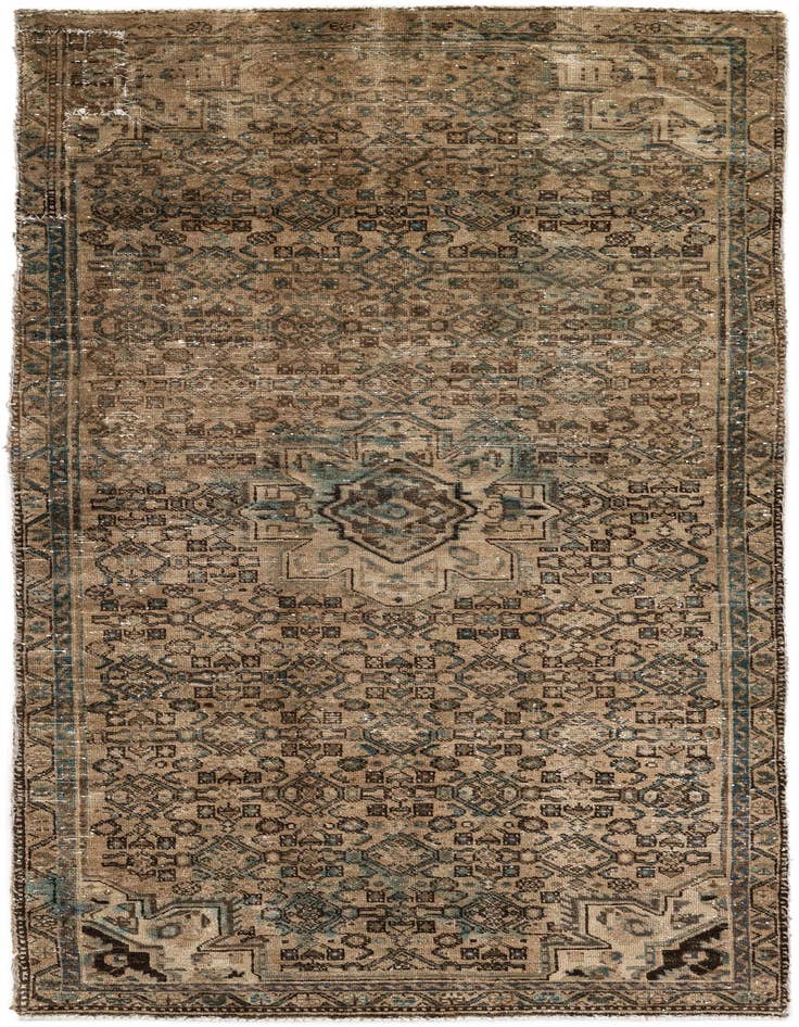 Detail image of 4' x 9' Hand Knotted Ultra Vintage Persian Wool Runner Rug