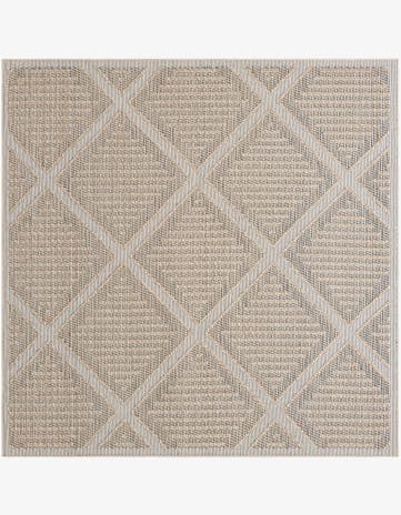 Khaki Easy-Clean Lattice Indoor / Outdoor Square Rug
