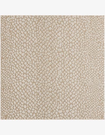 Khaki Easy-Clean Safari Indoor / Outdoor Square Rug