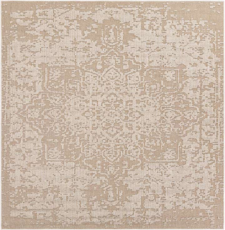 7' 10 x 7' 10 Easy-Clean Traditional Indoor / Outdoor Square Rug