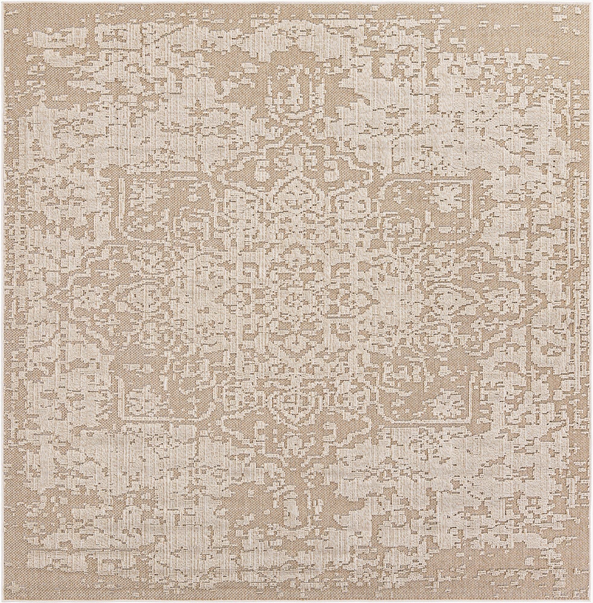 7' 10 x 7' 10  Washable Traditional Indoor / Outdoor Square Rug