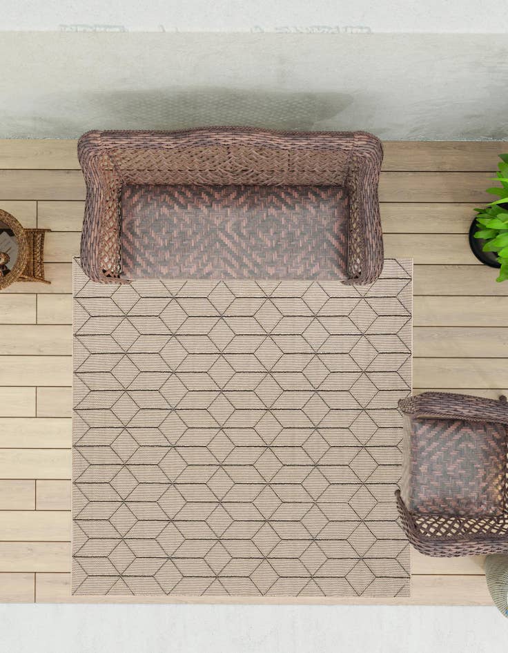 Detail image of 7' 10 x 7' 10  Washable Trellis Indoor / Outdoor Square Rug