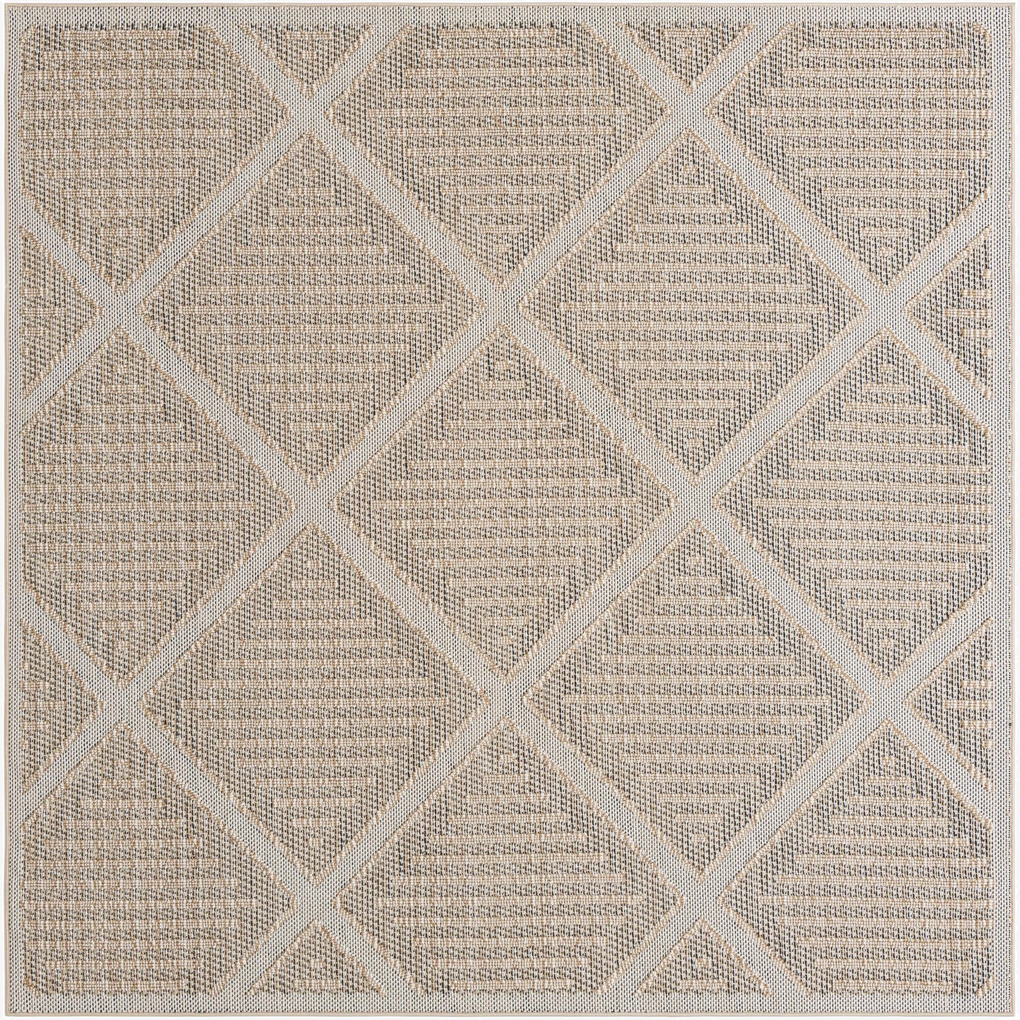 7' 10 x 7' 10  Washable Trellis Indoor / Outdoor Square Rug
