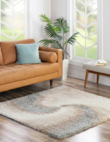 Khaki Soft Touch Shag Square Rug