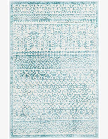 Lakewood · Bohemian rug, teal and ivory