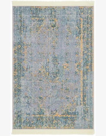 2' 2 x 3' Lanier · Distressed medallion rug, blue and gold