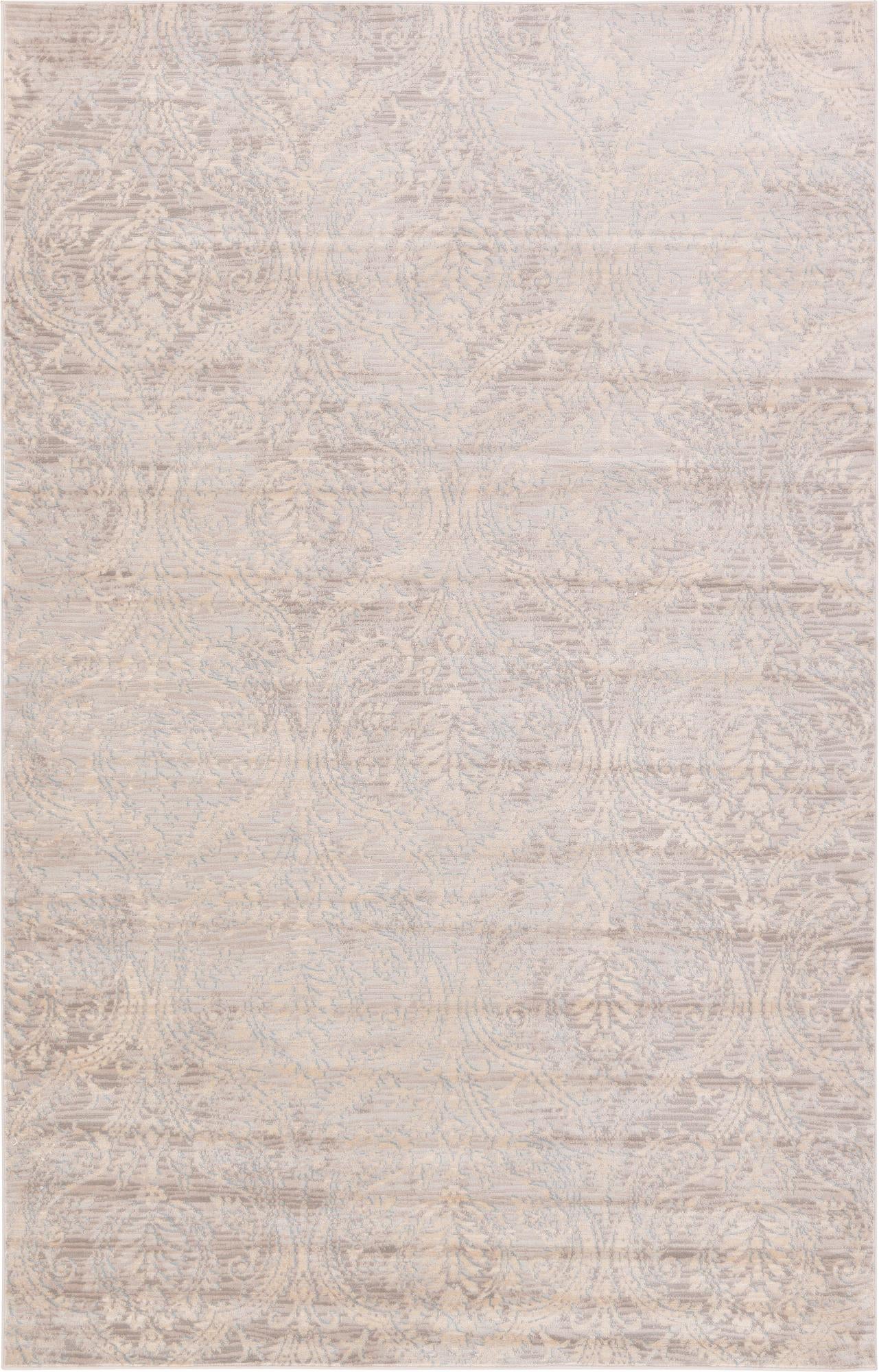 Larson · Damask rug, gray and beige