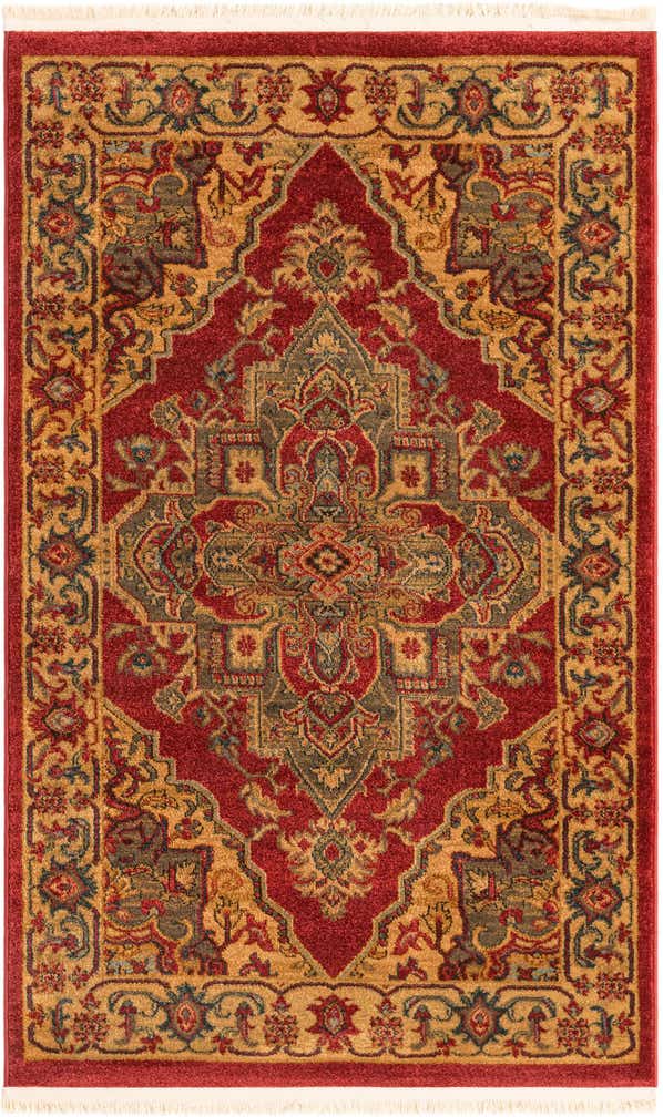 3' x 5' 3 Lathrop · Medallion rug, red and brown