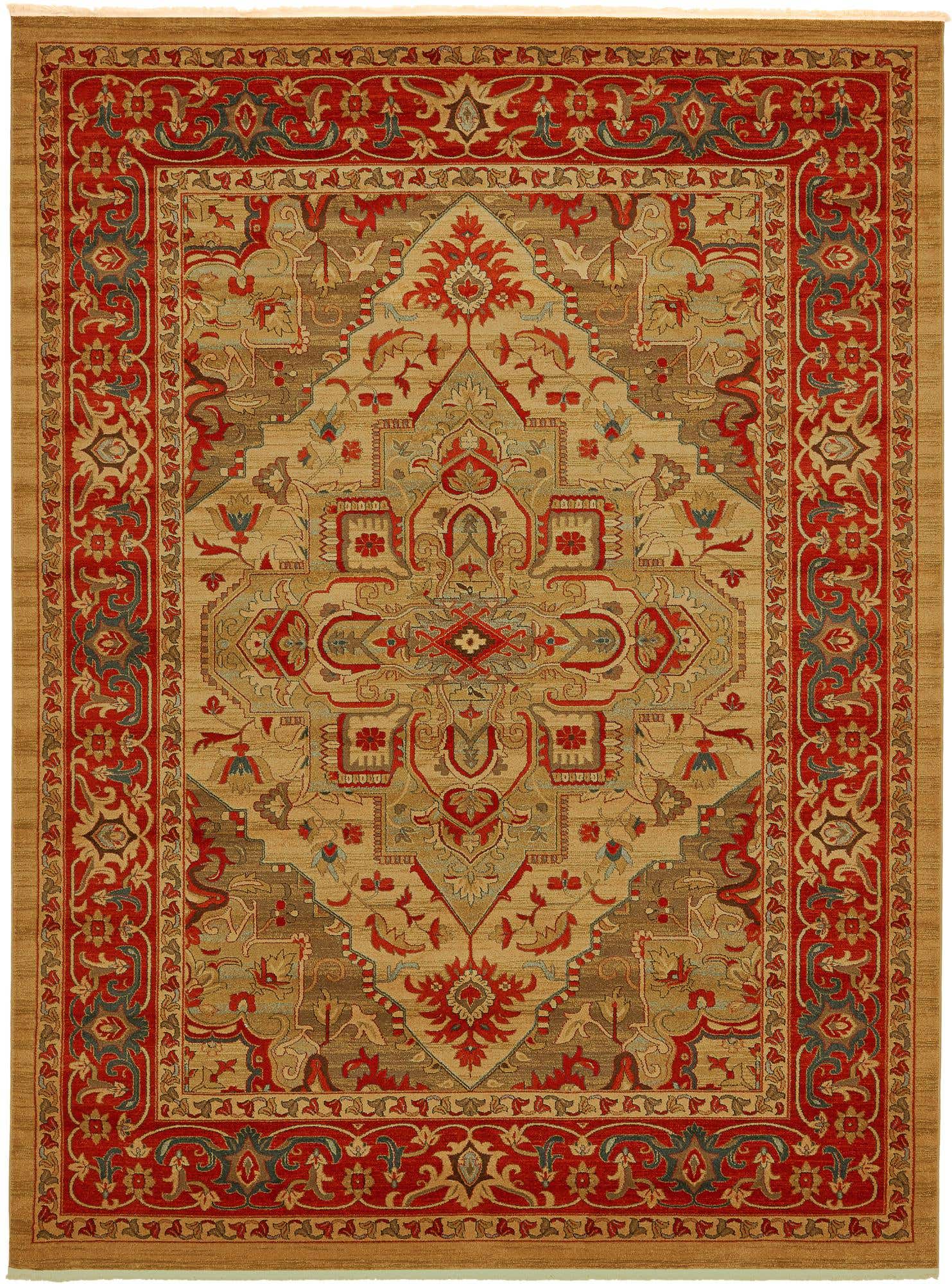10' x 13' Lathrop · Medallion rug, red and tan