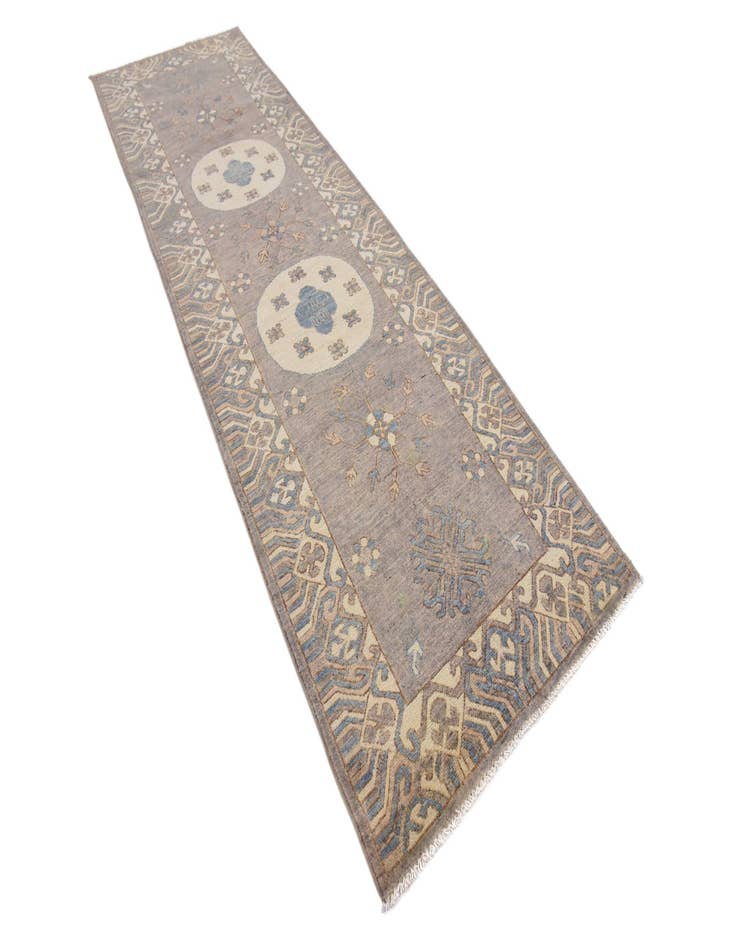 Detail image of 3' x 9' 9  Hand Knotted Khotan Ziegler Oriental Runner Rug