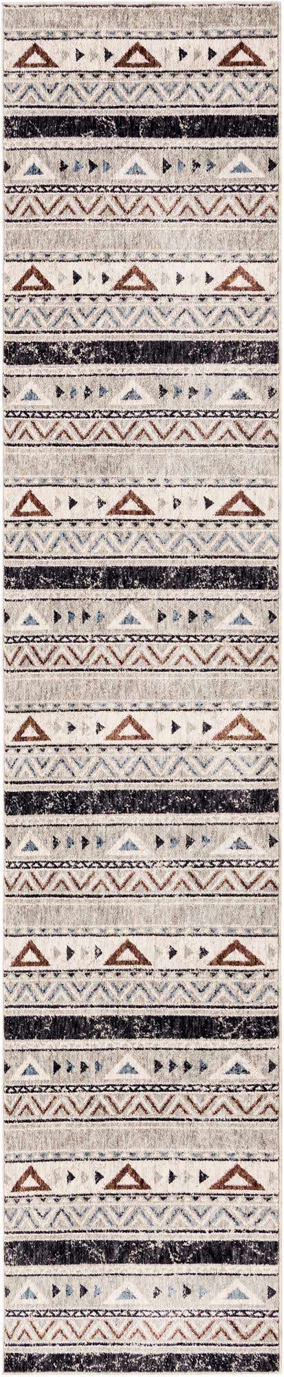2' 7 x 12' Leary · Southwestern geometric rug, gray and rust