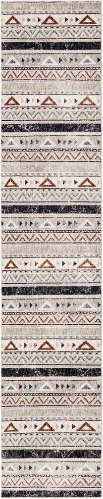 2' 7 x 12' Leary · Southwestern geometric rug, gray and rust