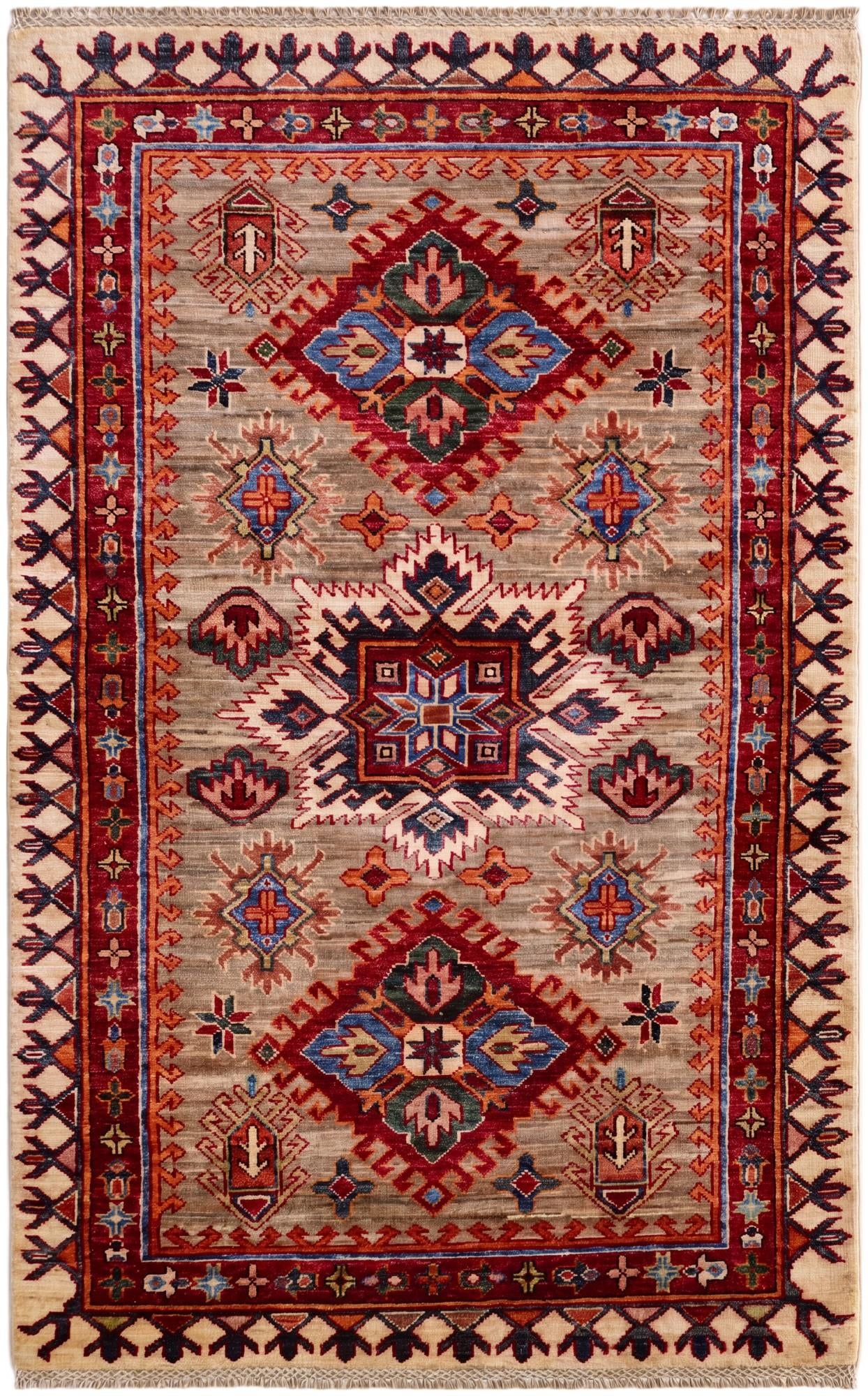 3' 3 x 5' 2 Hand Knotted Kazak Rug
