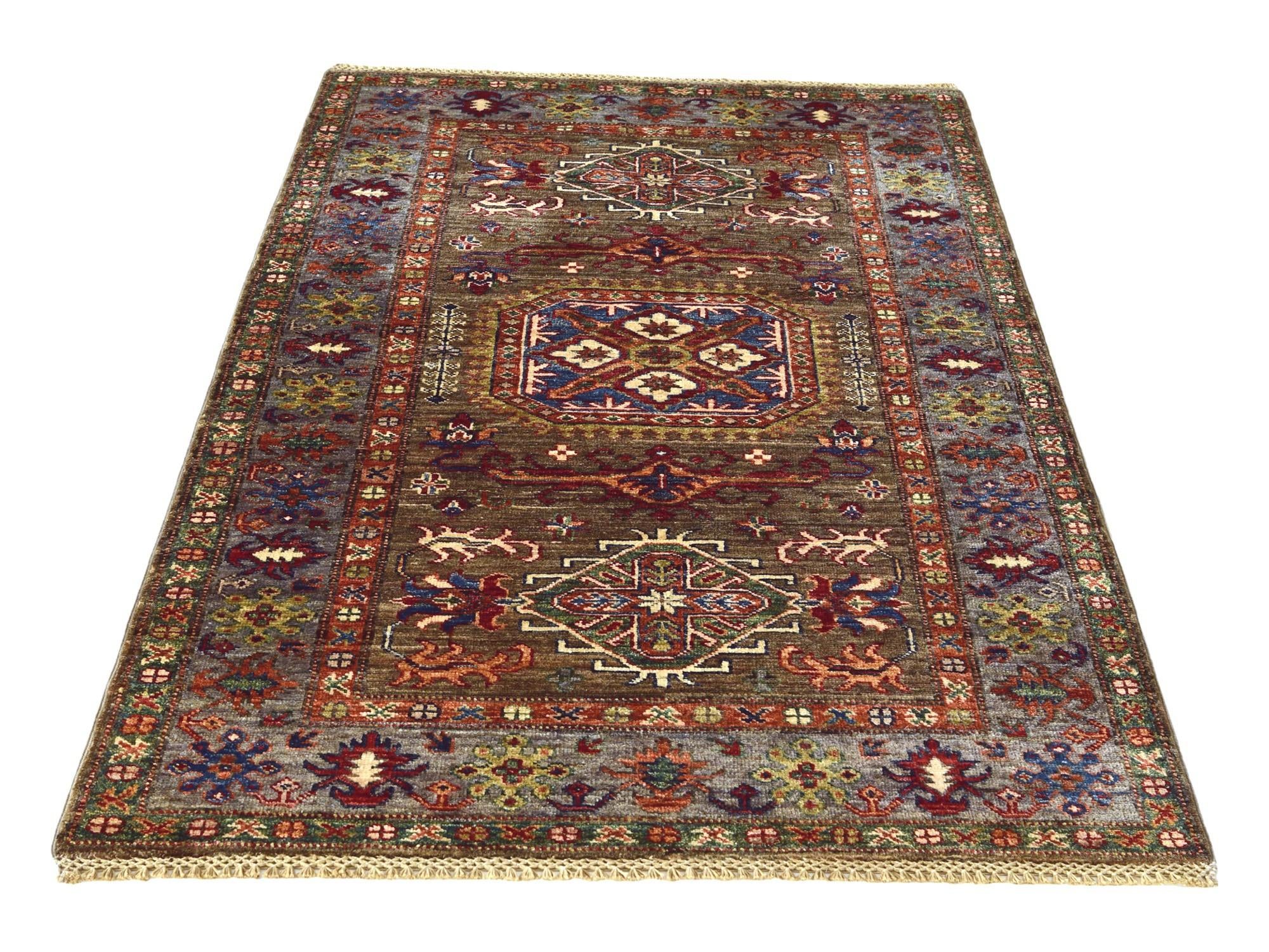 3' 4 x 5' 2 Hand Knotted Kazak Rug