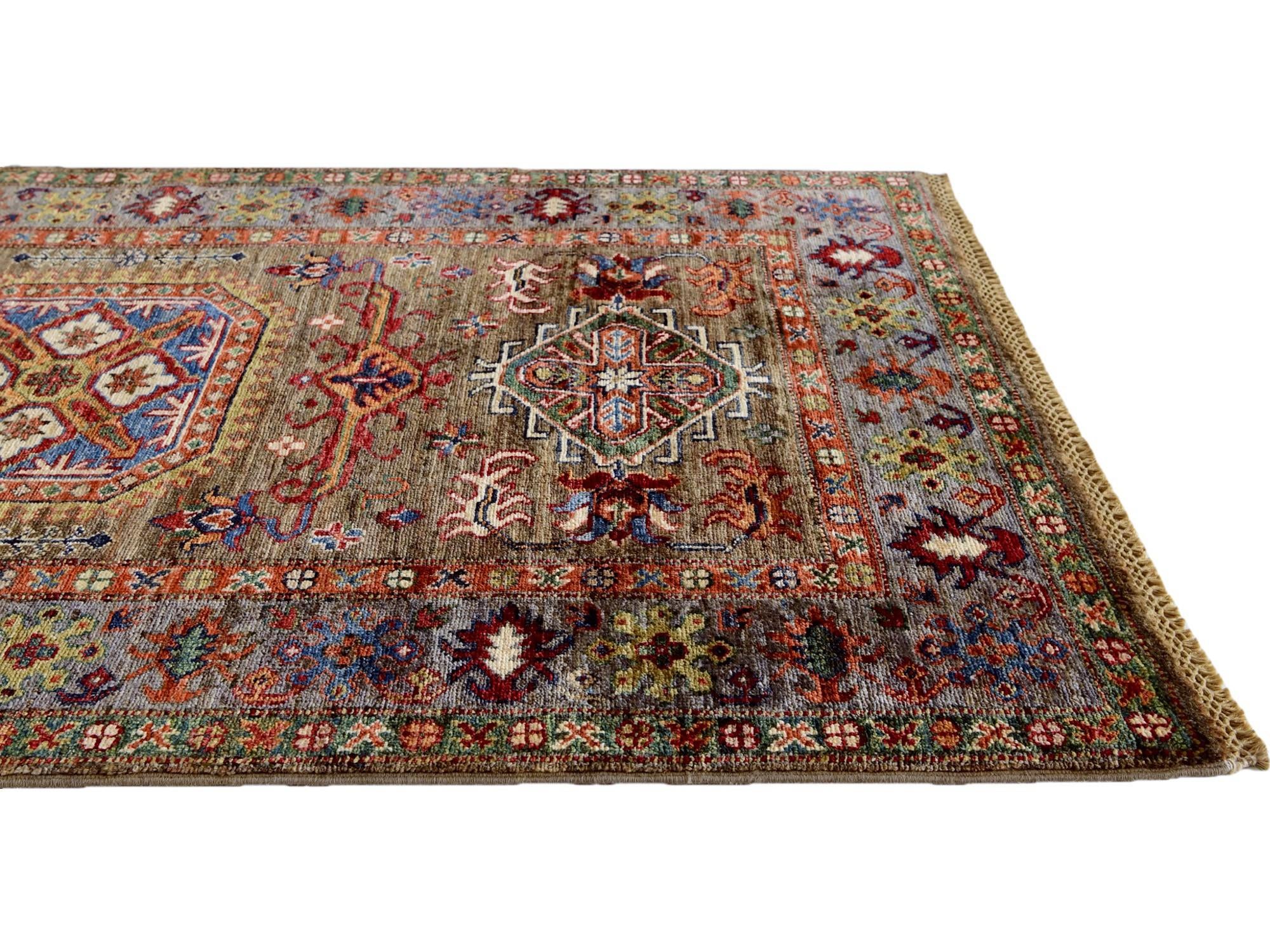 3' 4 x 5' 2 Hand Knotted Kazak Rug