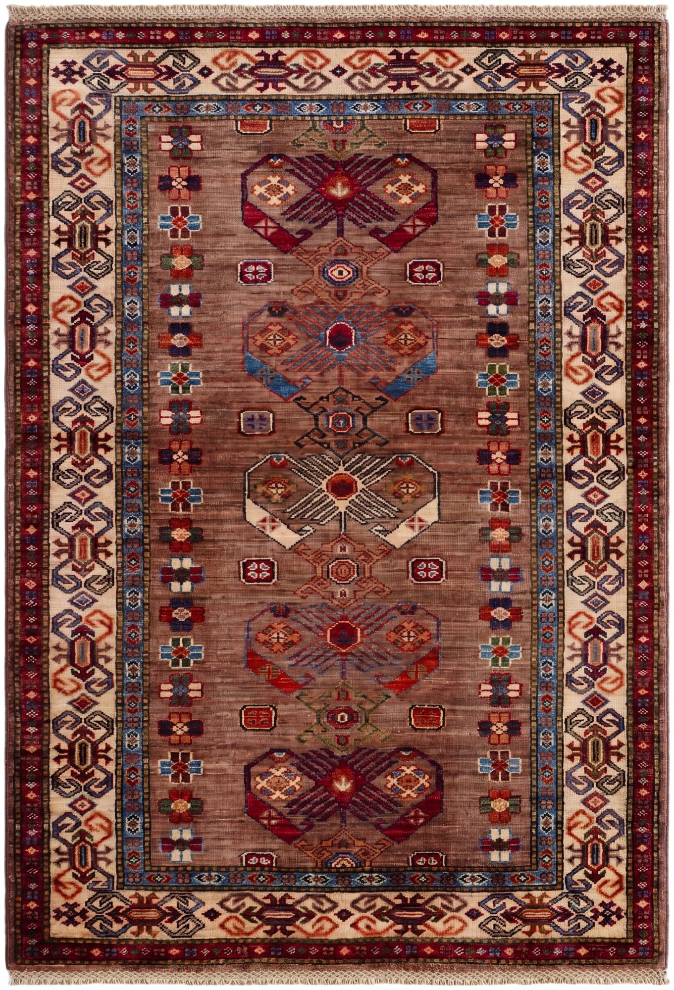 3' 5 x 4' 11 Hand Knotted Kazak Rug