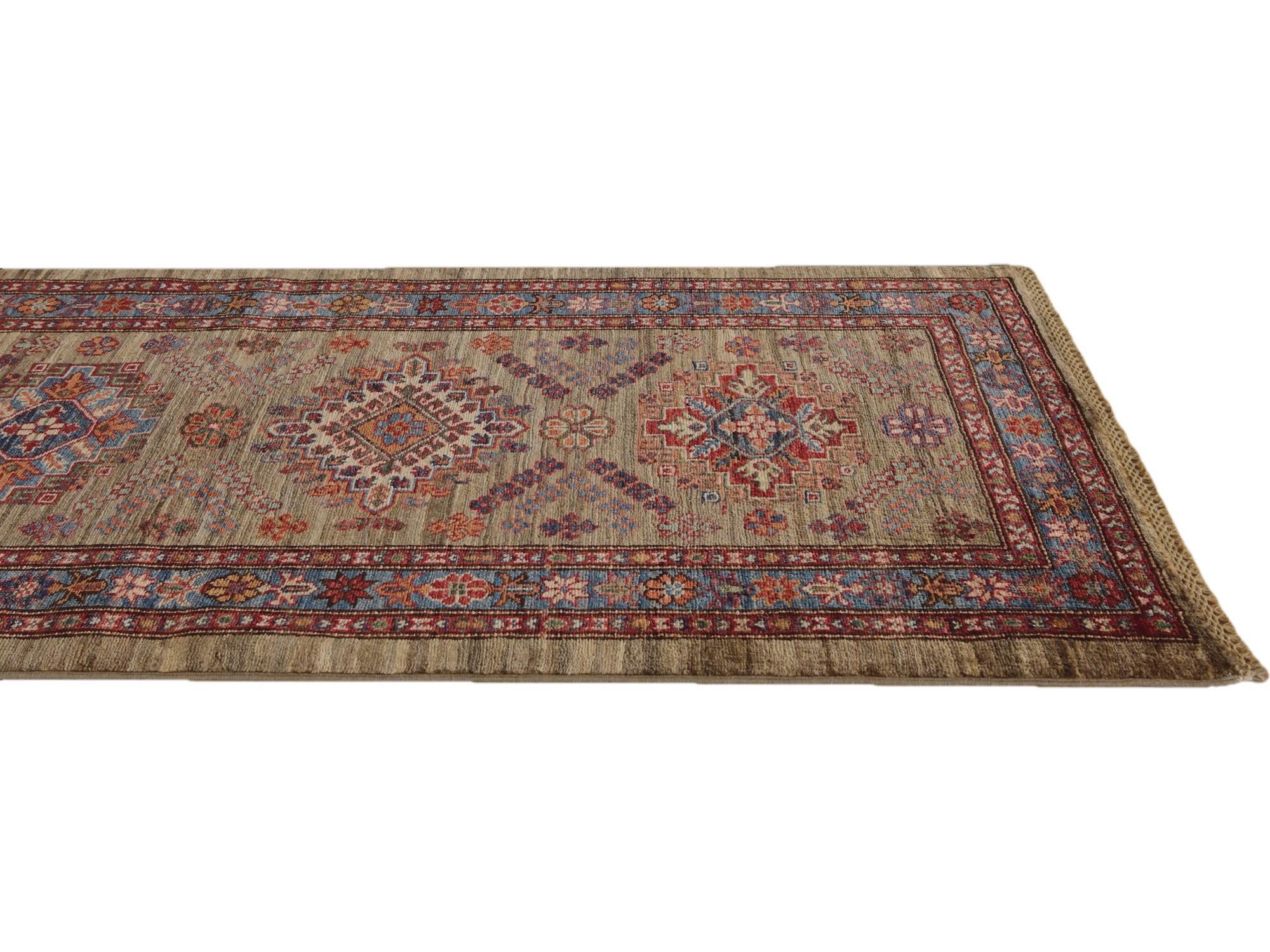 2' 9 x 9' 9 Hand Knotted Kazak Runner Rug