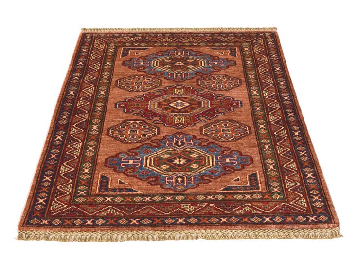 Detail image of 2' 11 x 3' 11 Hand Knotted Kazak Rug