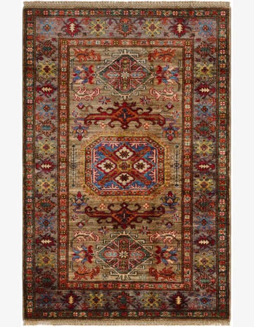 3' 4 x 5' Hand Knotted Kazak Rug