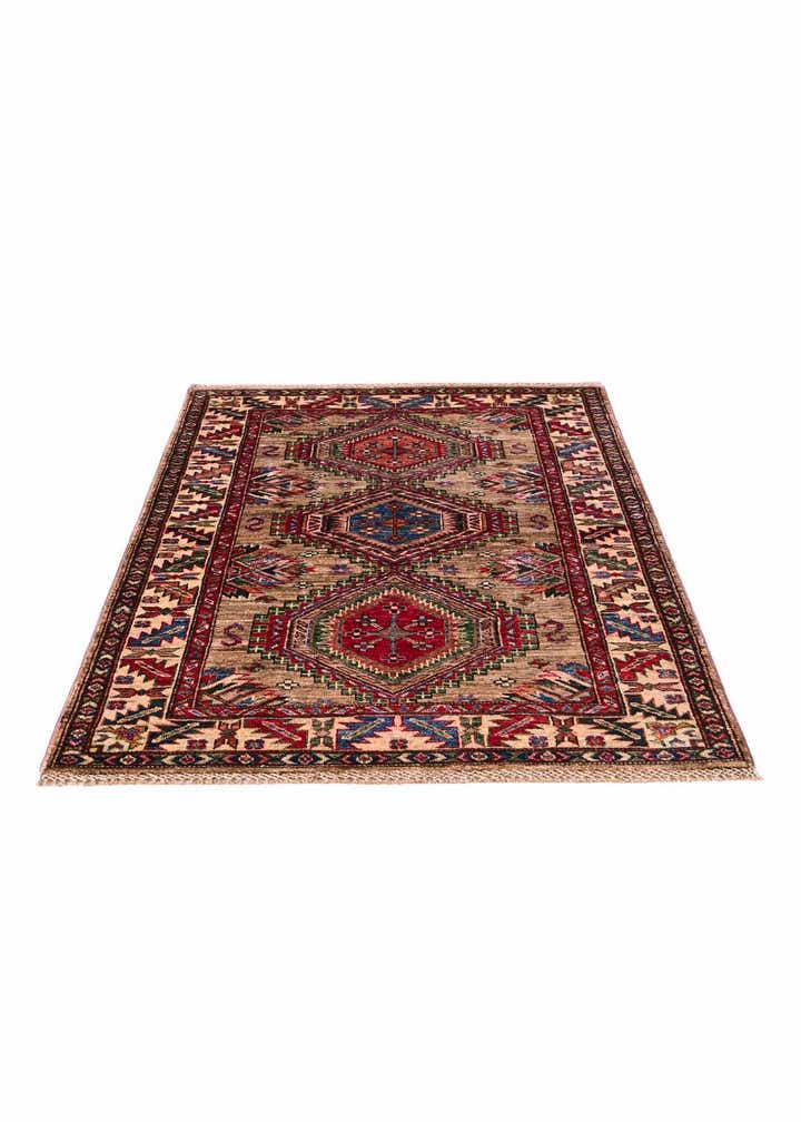 3' 4 x 4' 11 Hand Knotted Kazak Rug