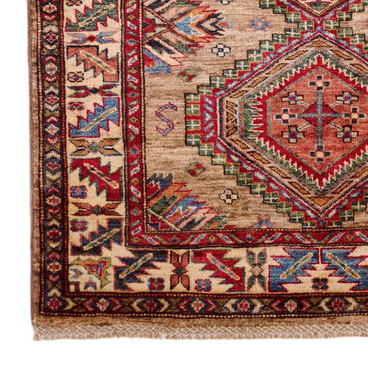 3' 4 x 4' 11 Hand Knotted Kazak Rug