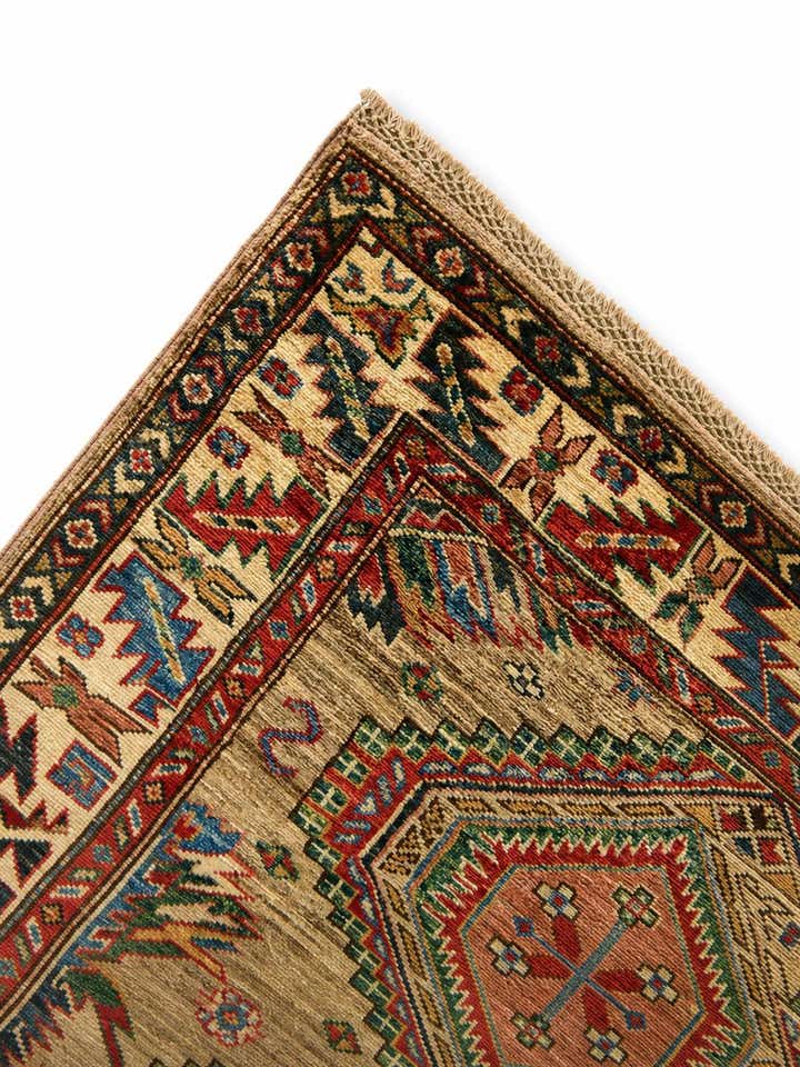 3' 4 x 4' 11 Hand Knotted Kazak Rug