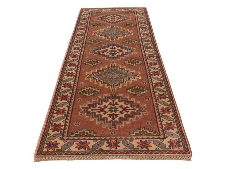 Detail image of 2' 8 x 7' 8 Hand Knotted Kazak Runner Rug