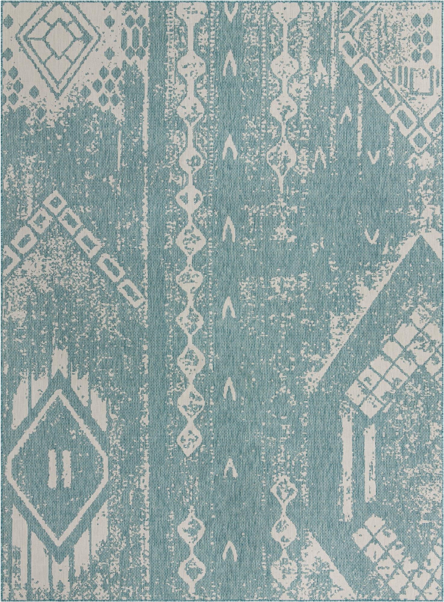 10' x 13'  Washable Bohemian Indoor / Outdoor Rug