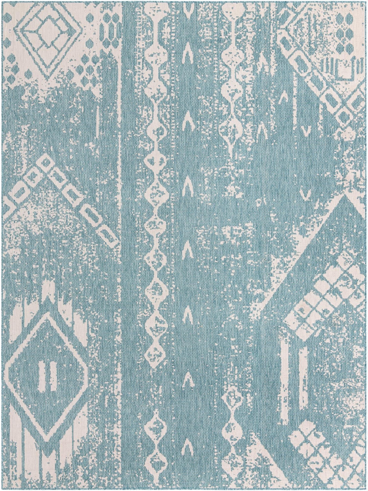 9' x 12'  Washable Bohemian Indoor / Outdoor Rug
