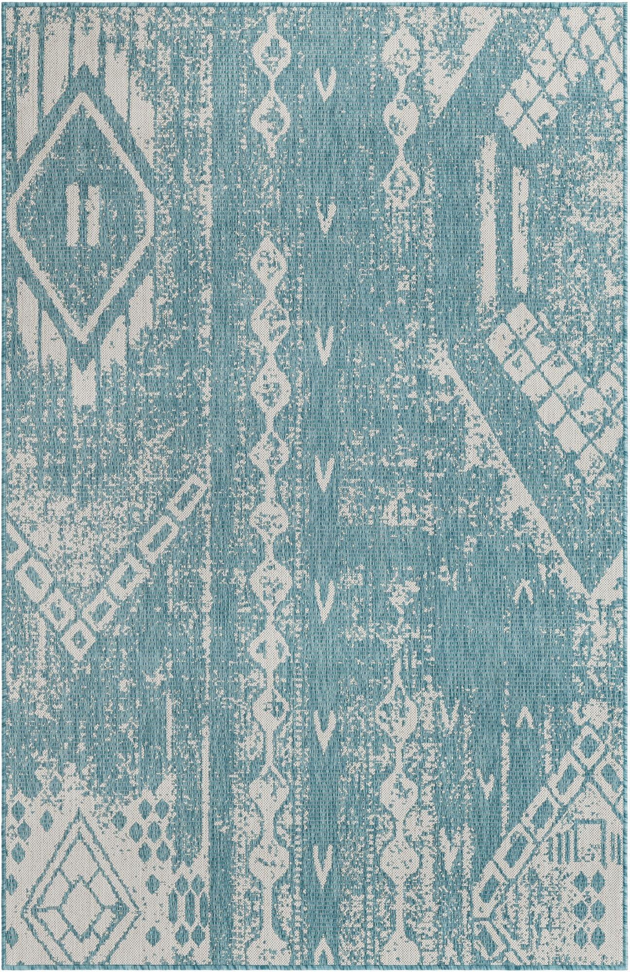 5' 3 x 8'  Washable Bohemian Indoor / Outdoor Rug