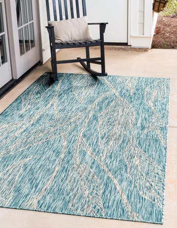 9' x 12' Easy-Clean Botanical Indoor / Outdoor Rug