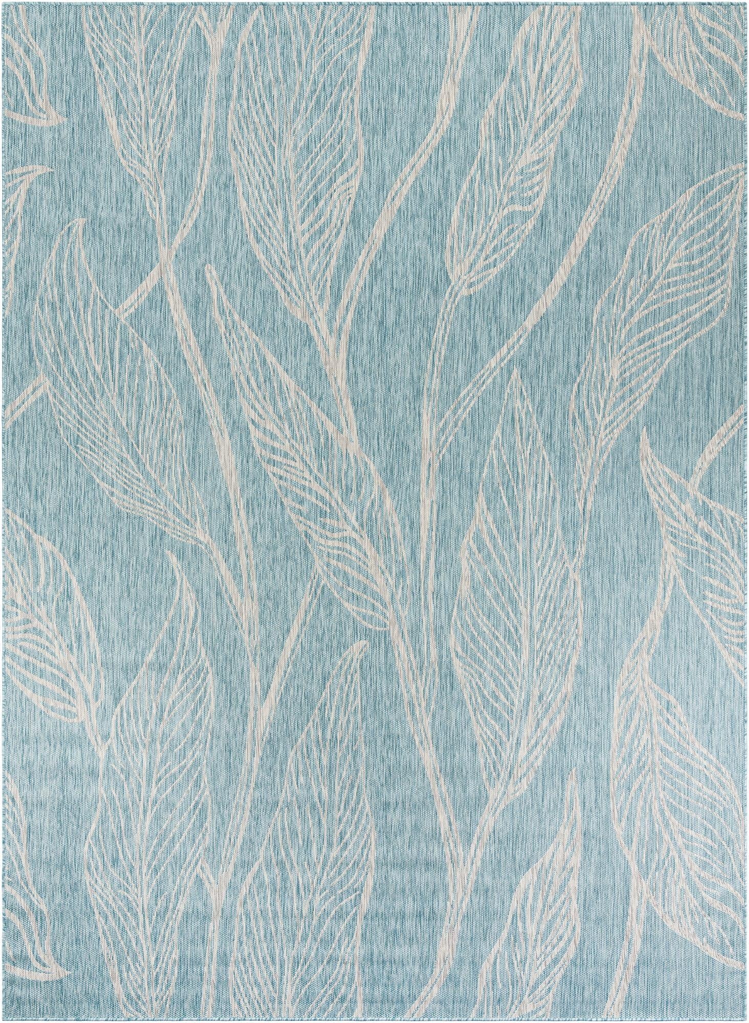 9' x 12'  Washable Botanical Indoor / Outdoor Rug