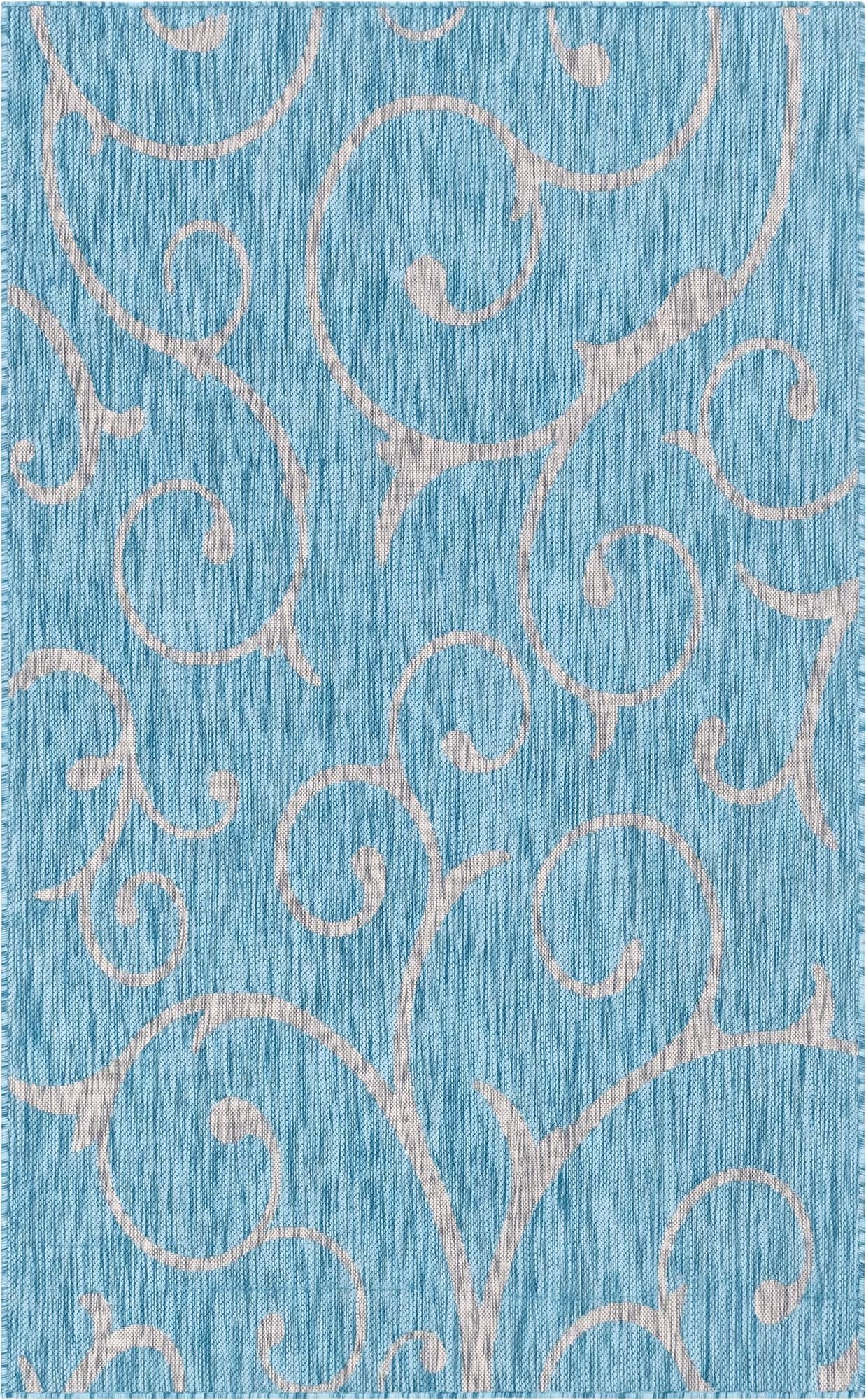 5' 3 x 8'  Washable Botanical Indoor / Outdoor Rug