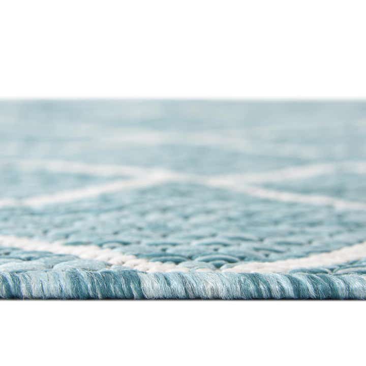 Custom Light Aqua Easy-Clean Lattice Indoor / Outdoor Rug