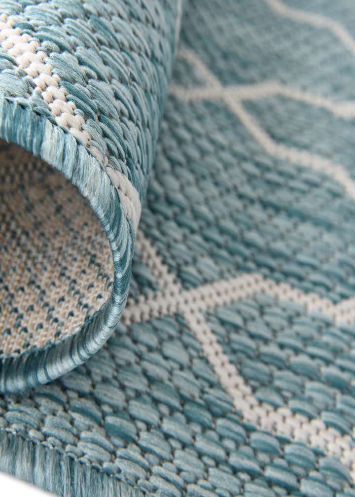 Custom Light Aqua Easy-Clean Lattice Indoor / Outdoor Rug
