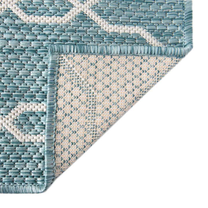Custom Light Aqua Easy-Clean Lattice Indoor / Outdoor Rug