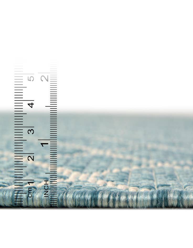 Detail image of Custom Light Aqua Washable Lattice Indoor / Outdoor Rug