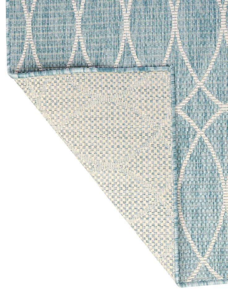 Detail image of Custom Light Aqua Washable Lattice Indoor / Outdoor Rug
