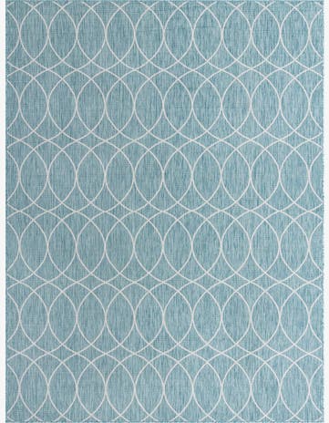 Light Aqua Easy-Clean Lattice Indoor / Outdoor Rug
