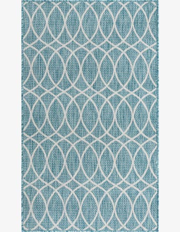 Light Aqua Easy-Clean Lattice Indoor / Outdoor Rug