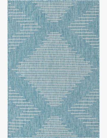 Light Aqua Easy-Clean Modern Indoor / Outdoor Rug