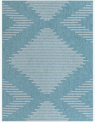 Light Aqua Easy-Clean Modern Indoor / Outdoor Rug