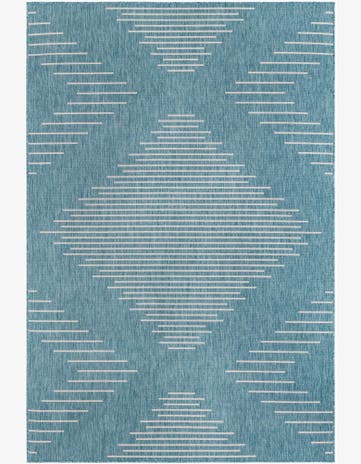 Light Aqua Easy-Clean Modern Indoor / Outdoor Rug