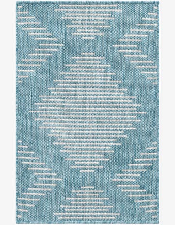 Light Aqua Easy-Clean Modern Indoor / Outdoor Rug