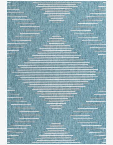 Light Aqua Easy-Clean Modern Indoor / Outdoor Rug