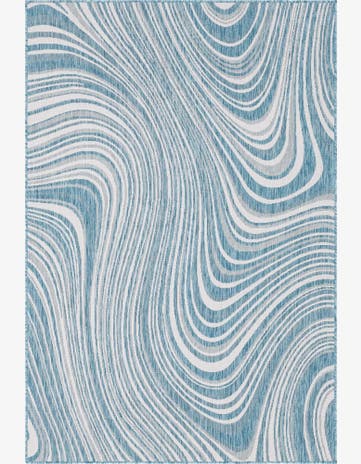 Light Aqua Easy-Clean Modern Indoor / Outdoor Rug