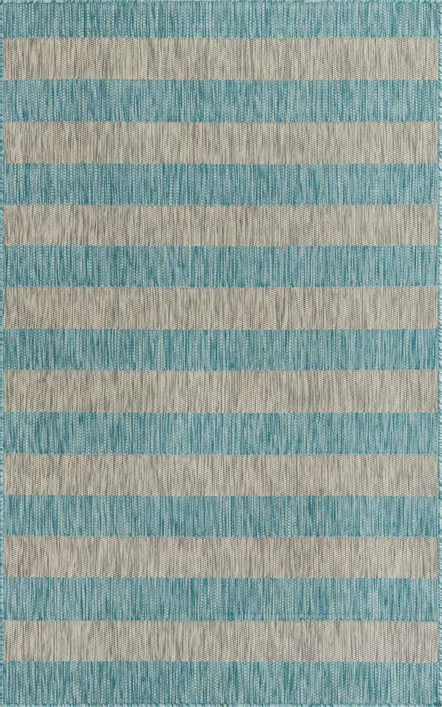 5' 3 x 8' Easy-Clean Striped Indoor / Outdoor Rug