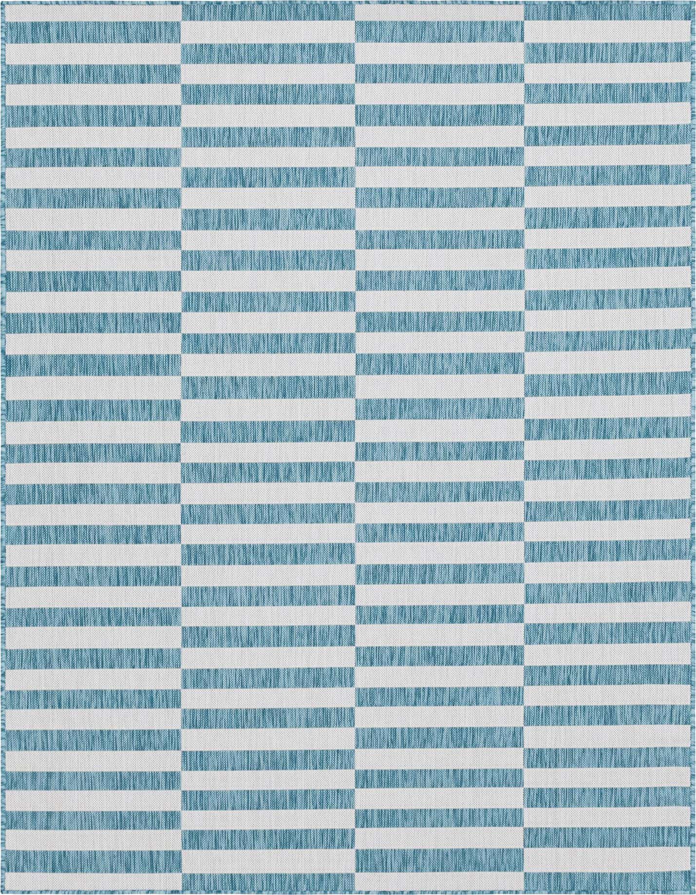 7' 10 x 11' Easy-Clean Striped Indoor / Outdoor Rug