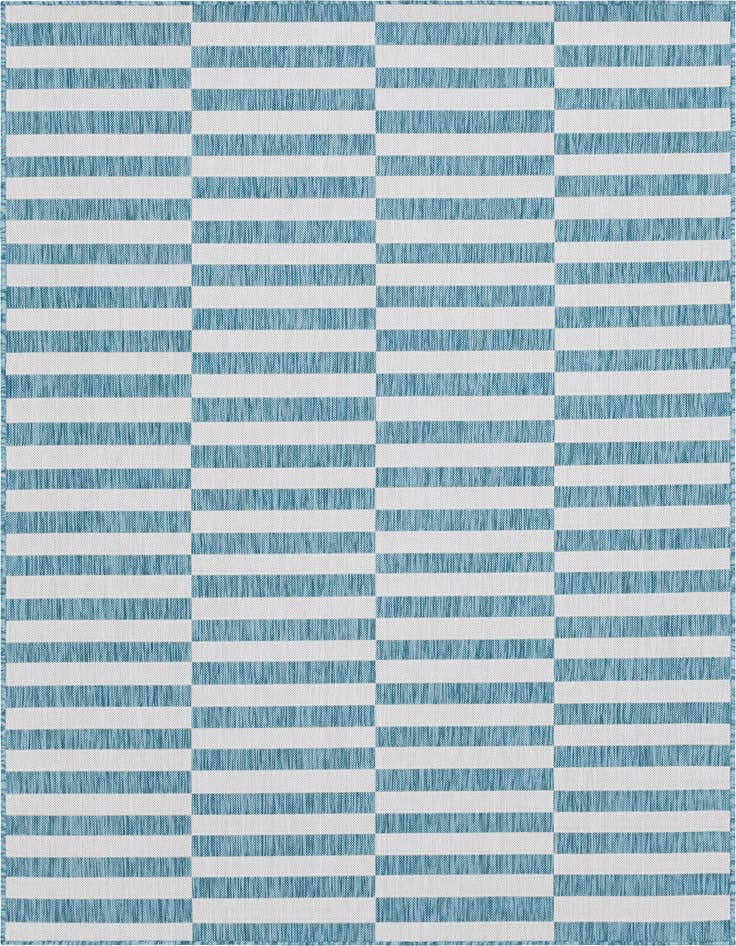 Detail image of 7' 10 x 11' Easy-Clean Striped Indoor / Outdoor Rug